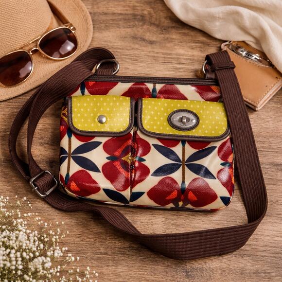 Fossil Handbags - Fossil Retro Floral Crossbody Bag Mod 60s Print Coated Canvas Adjustable Strap